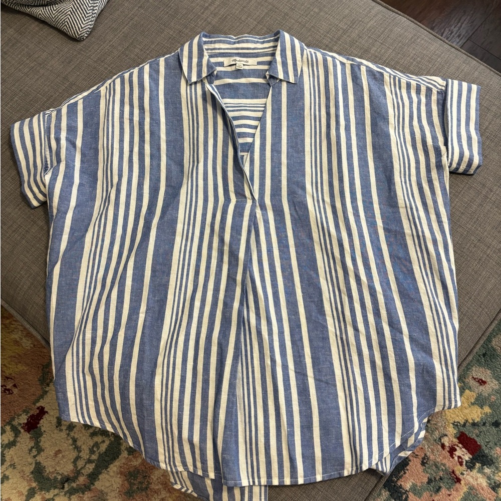 Madewell Blue and White Striped Short Sleeve Tee